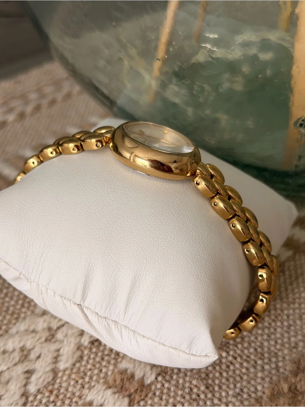 Coach Gold-Tone Oval Bracelet Watch with Mother-of-Pearl Dial